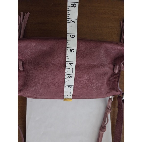 Lucky Brand Erma Crossbody Fringe Leather Purse Hobo Hippie Pink Decco Rose - Picture 10 of 14